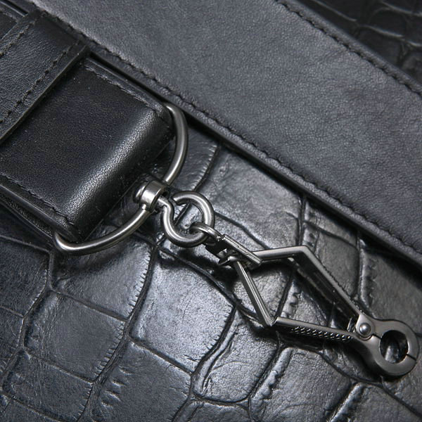 Bottega Veneta croco leather messenger bag 16051 black